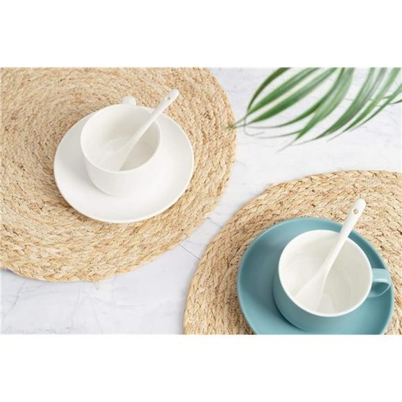 Round Braided Placemats Set of 4, 100% Corn Bran Handmade 13.5 Inches - Picture 4 of 5